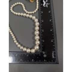 Vintage Faux Pearl Graduated Bead Necklace Double Hook Clasp 26in Retro