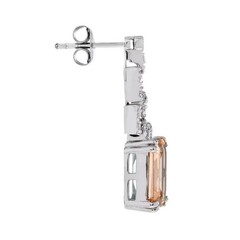 Art Deco Style Lab Created Diamond &Morganite Wedding 14K White Gold FN Earrings