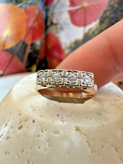 Ladies ESTATE 18k Yellow Gold NATURAL Round Cut Diamond ANTIQUE Ring band