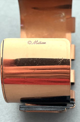 RENOIR MATISSE Modernist Trapezoid White Enamel Copper Cuff Bangle Bracelet Mint