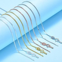 1PC Solid Silver Vermeil 0.6mm Wide Box Chain Necklace Gold/Silver 18″ FESV49