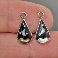 Vintage Southwest Sterling Silver Moon Star Night Pendant 2 Charms 925 Signed JP