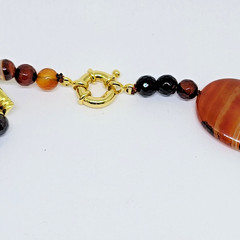 JTV Beria Collection Bronze 18kt Multi 5 Strand Agate Slice Necklace ~ 20″