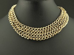 Vintage 12k Gold Filled Star Art 54″ Guard Muff Chain Statement Necklace 55 gram