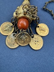 Vintage Yemeni Jewish Amulet Pendant Necklace Coin Charms Tribal