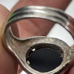 Vintage Two-Tone Sterling Silver & 14K Gold Black Onyx Bypass Ring Size 5 , 3.8g