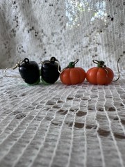 Frankenstein & Jack O’Lantern Pumpkin Russ Earrings Vintage 90s Halloween Kitsch
