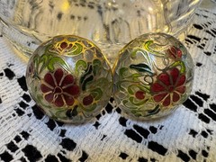 Plique-à-jour / Cloisonné style VINTAGE Enamel DOME Button PIERCED EARRINGS