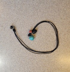 Sponge Coral Black Lava Rock Turquoise Blue Howlite 32in Cord Necklace Vintage
