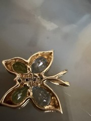 10k Gold Blue Topaz, Peridot & Diamond Accent Butterfly Pendant