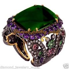 Gorgeous 1.35ctw Rose Cut Diamond Gemstone Studded Silver Victorian Ring Jewelry