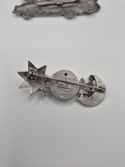 Vintage Signed LCI Brooch Pin Brass Pewter Sun Earth Moon
