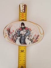 Lot of Two P Buckley Moss Anna Perenna Signed Numbered Oval Pins 1989 & 1990