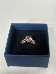 Vintage Pink Cubic Zirconia Ring Gold Plated Womens Size 5