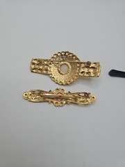 2 Vintage Goldtone Fashion Ornate Bar Brooch Pins Career Glam