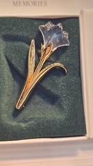 SWAROVSKI~Crystal Memories~*LILY OF THE VALLEY GOLD TONE PIN*~1.69″ Tall~Box~COA