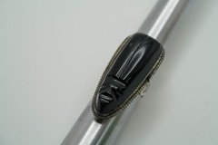 Vintage Sterling Silver Onyx Face Mask Ring Size 5.25 JB27
