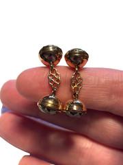 Pair Antique Gold Georgian 15ct 15k Rock Crystal Cufflinks 15kt