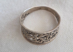 Vtg Signed Mark Anthony Open Work Heart Design Size 8 Sterling Silver Band Ring