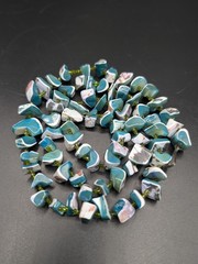Vintage Teal Dyed Mother of Pearl Large Chip Bead Necklace