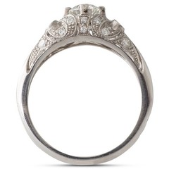 Art Deco Vintage 0.80 Ct Round Moissanite Filigree Ring Antique Milgrain Bridal