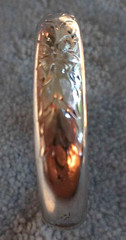 VINTAGE MARATHON STERLING FLORAL ETCHED BANGLE BRACELET HINGED