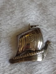 925 Signed ET Erik Thimann Viking Ship Boat Brooch Pin Vintage Denmark