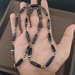 Vintage Tiny Sulaimani Natural Eyes Agate Beads Necklace 24in 6.2–24.2mm