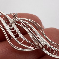 Vintage USSR Filigree Silver 960 Brooch Openwork Hallmarked 750 960