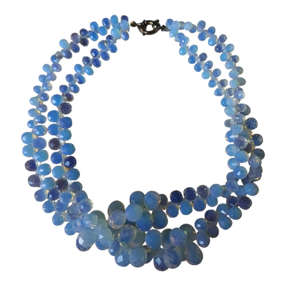 Vintage Multi-Strand Faceted Opalite Bead Statement Necklace