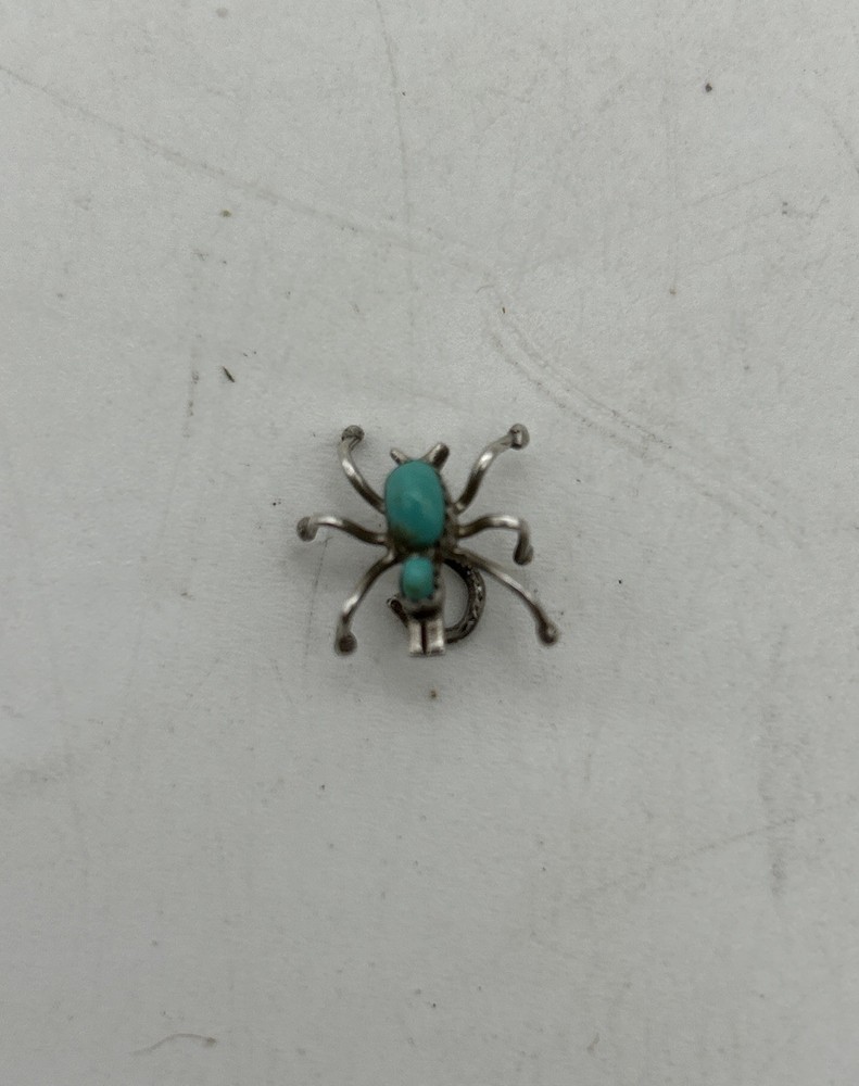 Vintage Sterling Silver Turquoise Spider Charm 0.87 Grams – 0.5”