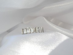 Sterling Silver 925 1.5ct Baguette CZ DQ Pinky Band Ring Size 6