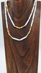 Monet Necklace White Gold Tone Barrel Bead Couture Vintage 32 in