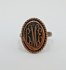 VTG 925 Monogram CME CEM Signet Ring Sz 4.75 Sterling Silver 5g Engraved Oval