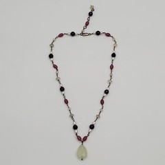 VTG 925 Pearl and Gemstone Jade Teardrop Necklace 18in Sterling Silver 12gtw