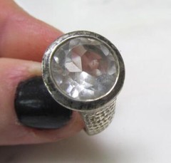 Vintage Sterling Silver Clear Stone Cocktail Ring ~ Size 6.5 ~ 9g ~ 10-H545