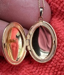 Vtg True Kay MOM Gold Heart Locket & Necklace 1/20 14k GF Engraved Pendant