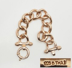 Chunky desinger gold plated sterling 925 silver chain bracelet