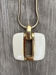 Vintage LANVIN IVORY KEYHOLE PENDANT NECKLACE