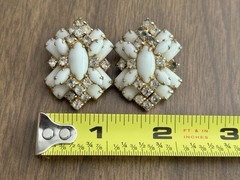 Lot of 3 Vintage Rhinestone Earrings Estate Find Coro & More