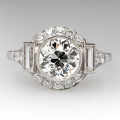 Vintage Art Deco Style Round Cut Lab Created Diamond Engagement 925 Silver Ring