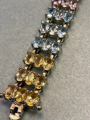 STERLING SILVER BRACELET 7″ AMETHYST CITRINE PERIDOT BLUE TOPAZ GENUINE STONES