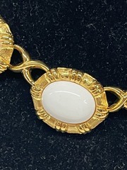 Vtg Runway MONET White Cabochan Choker Necklace Statement 15.5″