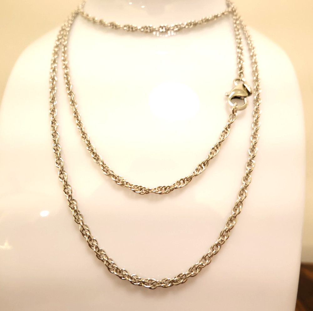 Bronzo Italia necklace rope chain 36-in Milor Italy silvertone lobster clasp