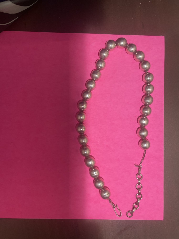 Vintage Napier sterling silver single bead Necklace 17.75 inches