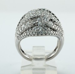 Diamond Ring 14K White Gold Cluster Cocktail 3.00ct TDW VJ
