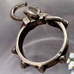 Studded Dog Collar Belt Buckle Pendant Charm Signed Beau Sterling Silver 925
