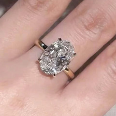 3.39CT Oval Cut White Moissanite In Pure 10K Yellow Gold FN Women Flawless Ring