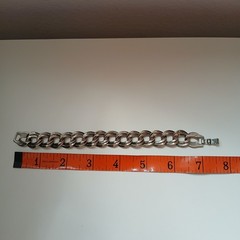 Vintage Silver Tone Double Link Necklace & Bracelet with Hinged Clip Clasp