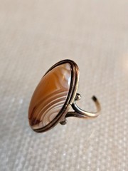 Vintage Size Laguna Brown Agate Ring Copper/brass